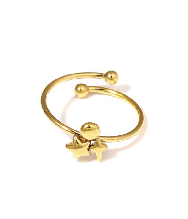 Anillo dorado con estrellas y círculo