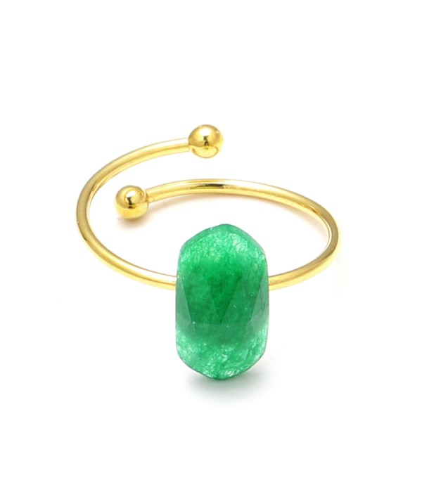 Anillo abierto dorado con piedra de colores