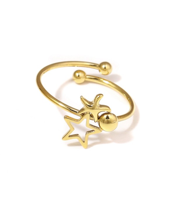 Anillo dorado con estrellas y círculo