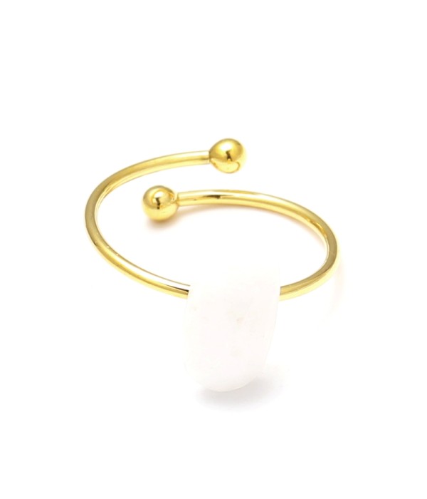 Anillo abierto dorado con piedra de colores