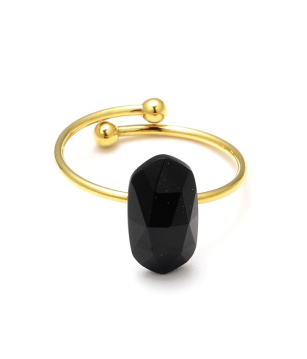 Anillo abierto dorado con piedra de colores