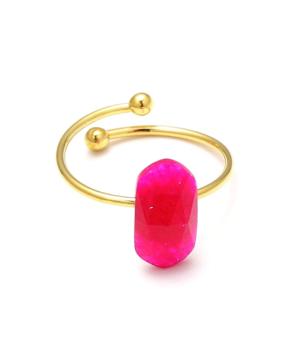 Anillo abierto dorado con piedra de colores