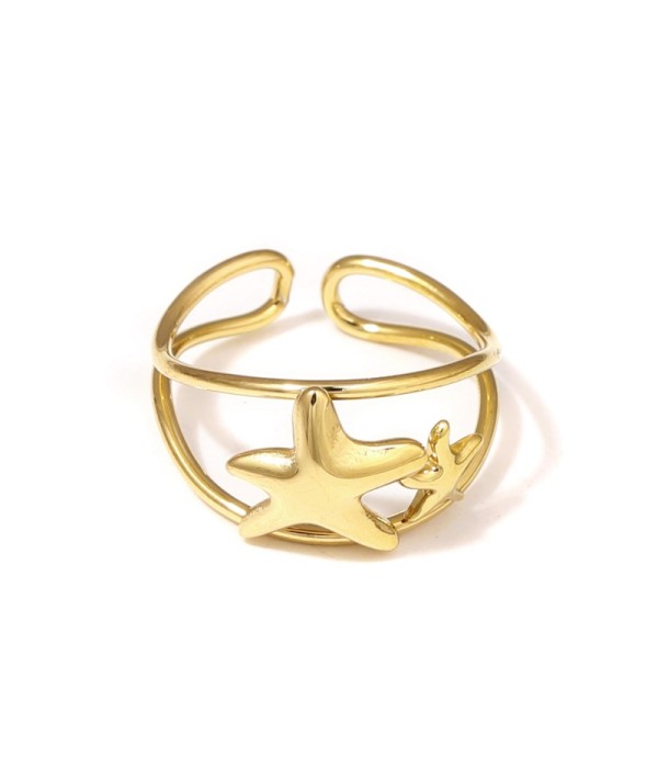 Anillo dorado con estrellas de mar