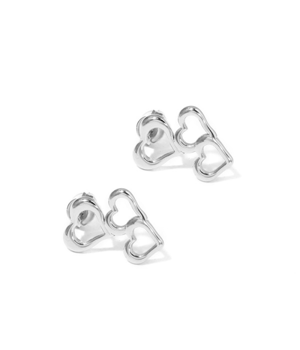Pendientes plateados de corazón