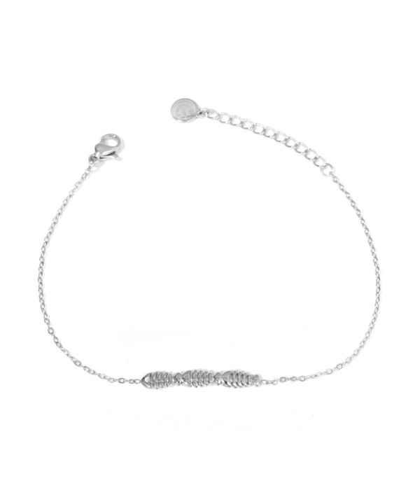 Pulsera plateada con espina de pez