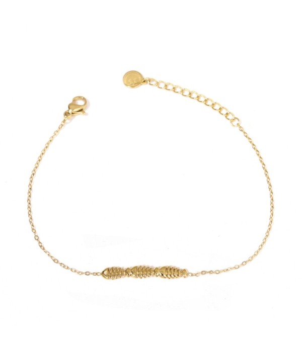 Pulsera dorada con espina de pez