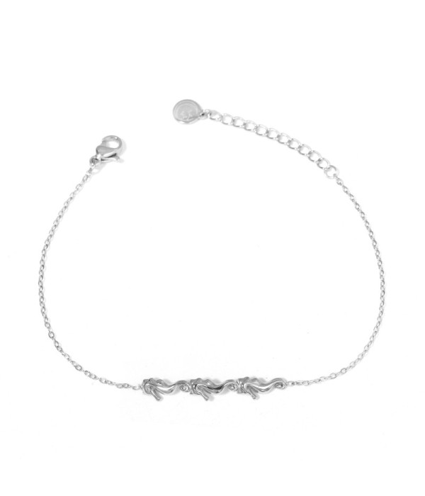 Pulsera plateada con caballito de mar