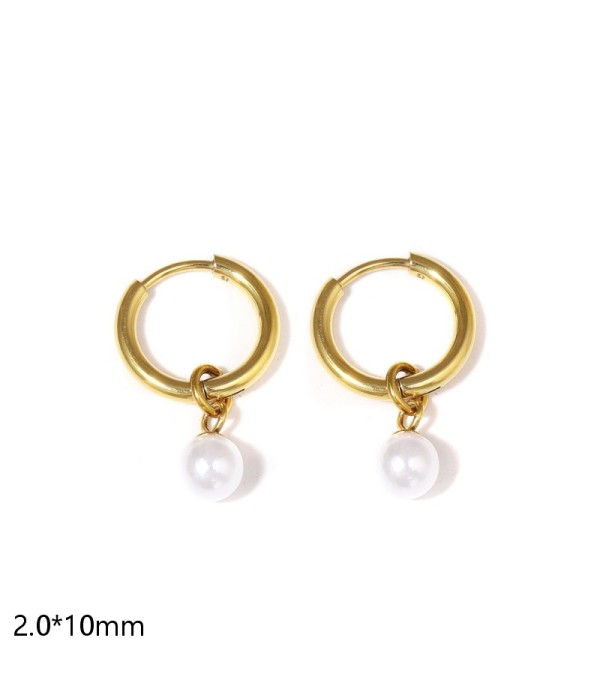 Pendientes de aro con perla (2.0x10mm)