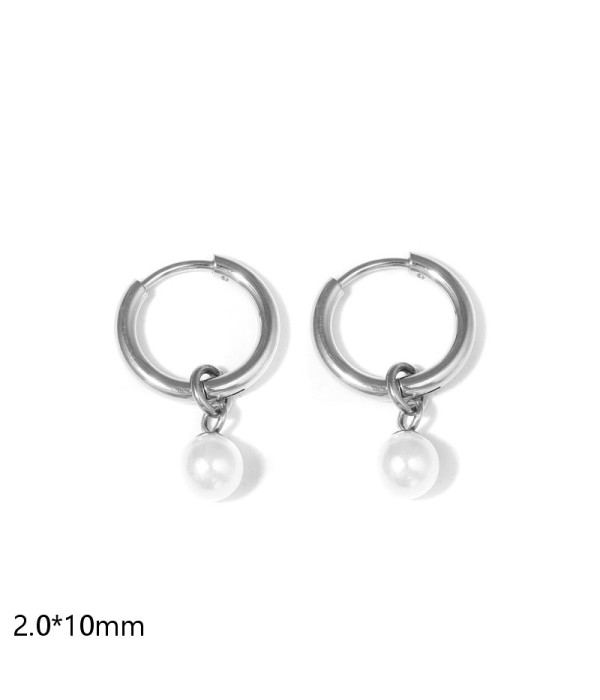 Pendientes de aro con perla (2.0x10mm)