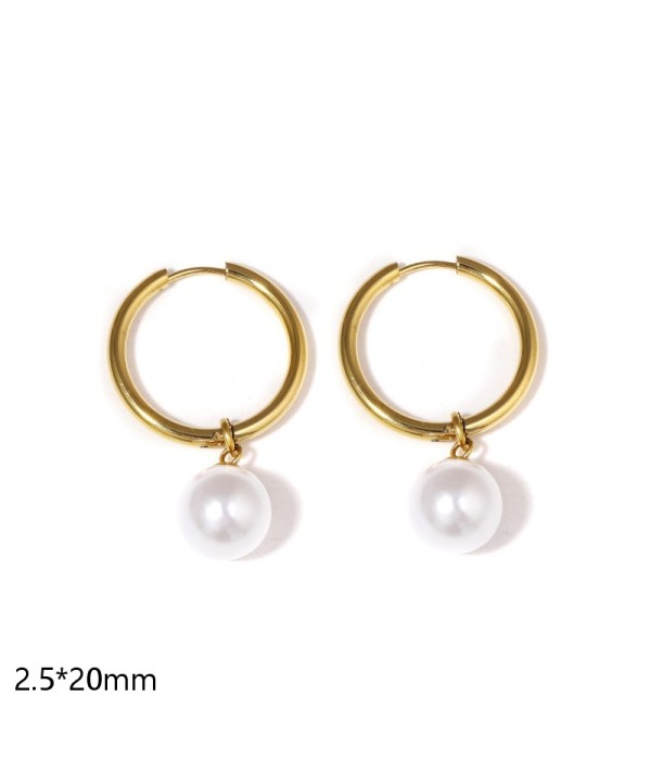 Pendientes de aro con perla (2.5x20mm)