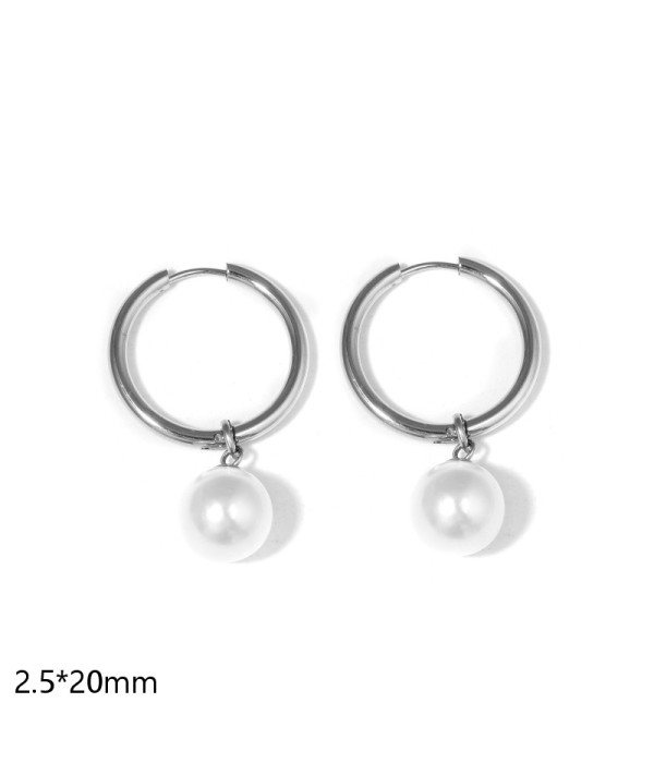 Pendientes de aro con perla (2.5x20mm)