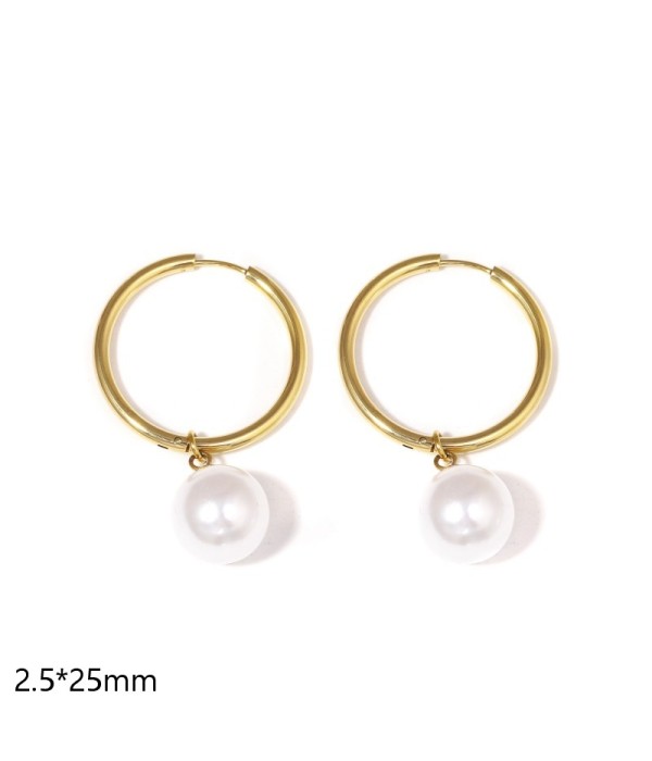 Pendientes de aro con perla (2.5x25mm)