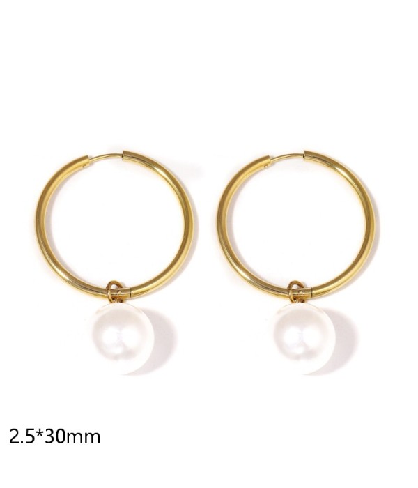 Pendientes de aro con perla (2.5x30mm)