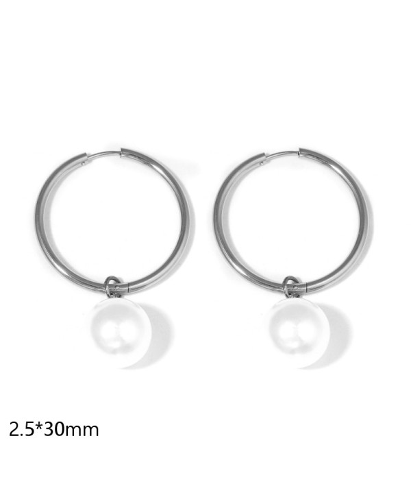 Pendientes de aro con perla (2.5x30mm)