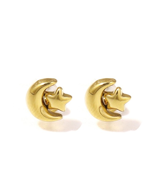 Pendientes dorados con luna y estrella