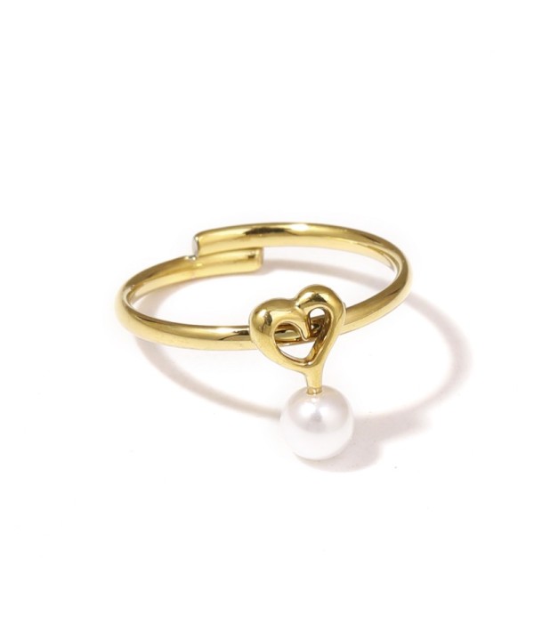 Anillo con corazón y perla