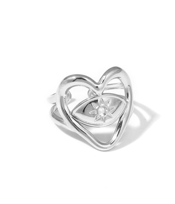 Anillo plateado de corazón con circonita