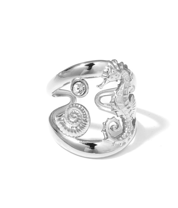 Anillo plateado marino con circonita