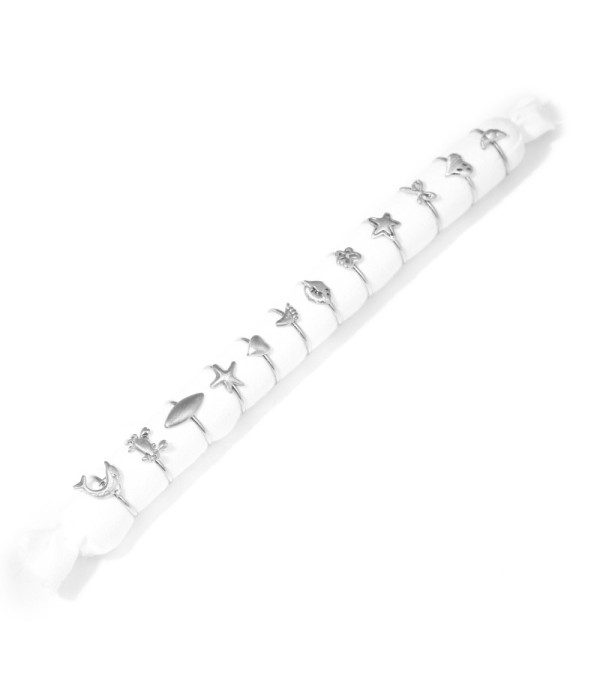 Conjunto de 12 anillos con diseño minimalista