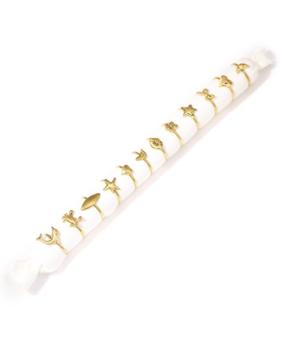 Conjunto de 12 anillos con diseño minimalista