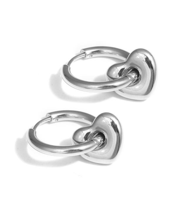 Pendientes de aro con colgante de corazón 2