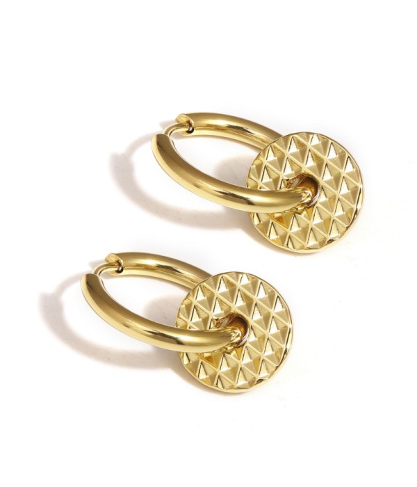 Pendientes de aro con colgante redondo texturizado