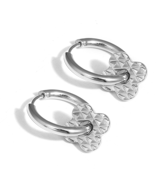 Pendientes de aro con colgante de trébol de cuatro hojas... 2