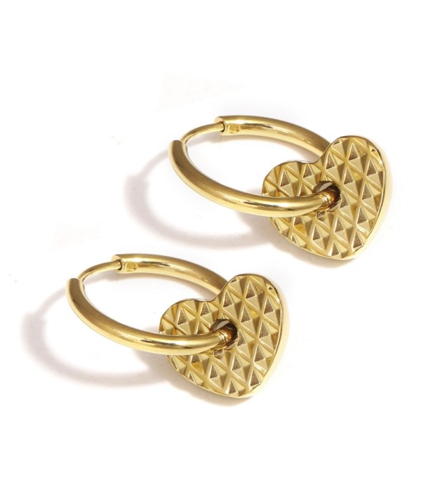 Pendientes de aro con colgante de corazón texturizado
