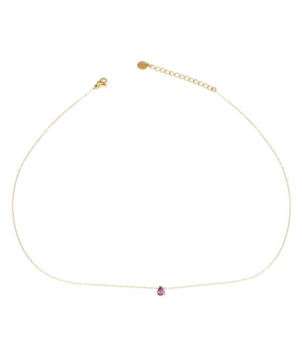 Collar dorado con colgante de gota de piedra