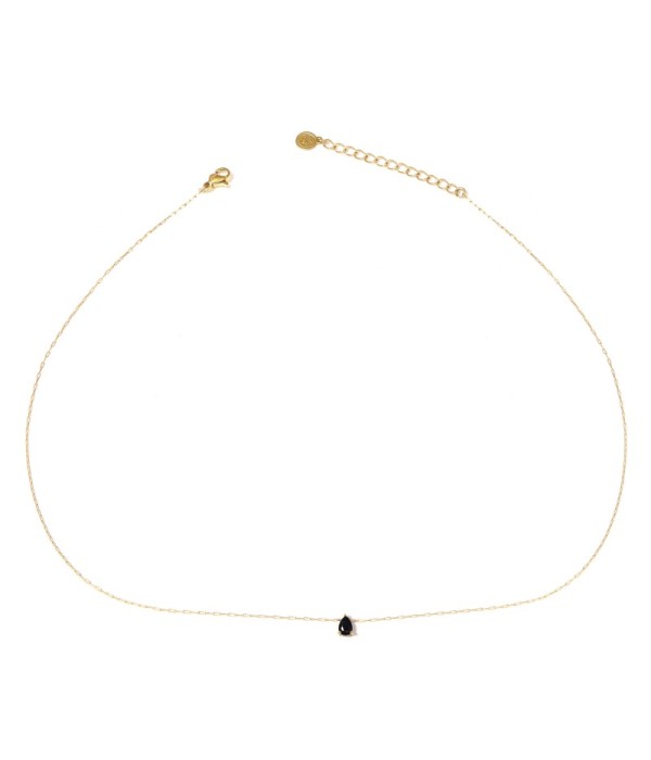 Collar dorado con colgante de gota de piedra