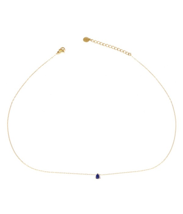 Collar dorado con colgante de gota de piedra