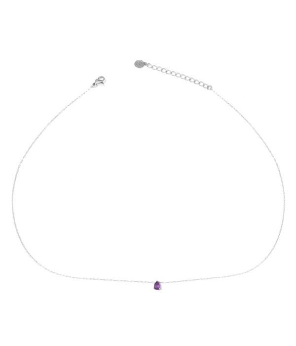Collar plateado con colgante de gota de piedra