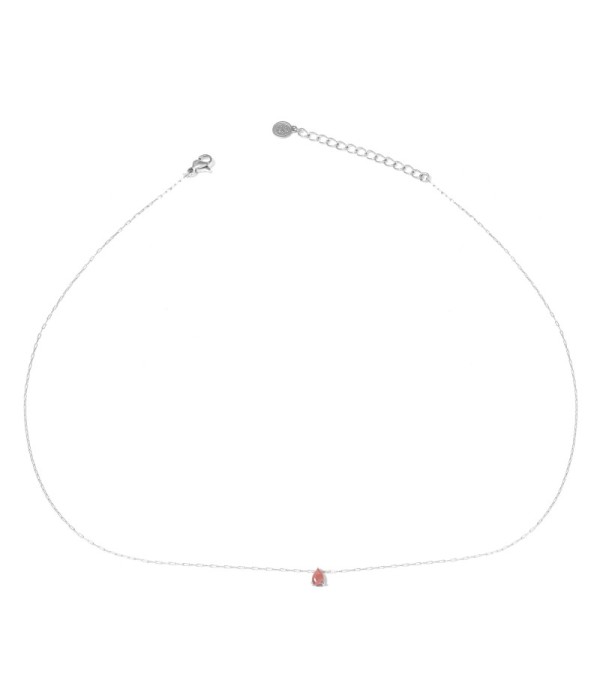 Collar plateado con colgante de gota de piedra
