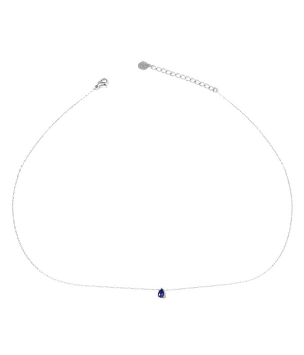 Collar plateado con colgante de gota de piedra