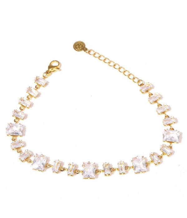 Pulsera dorada con circonitas rectangulares