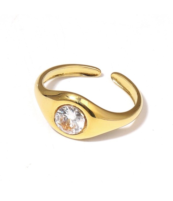 Anillo con circonita redonda engastada