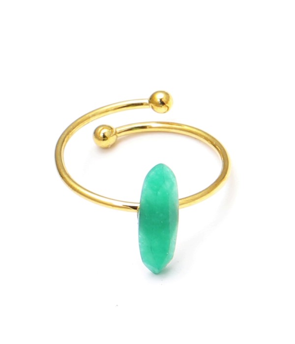 Anillo abierto dorado con piedra de colores