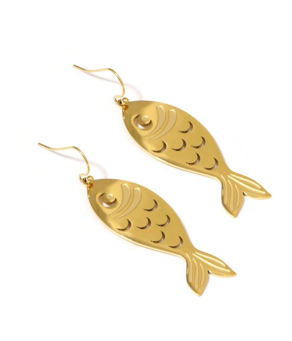 Pendientes con colgantes de pez de escamas en...