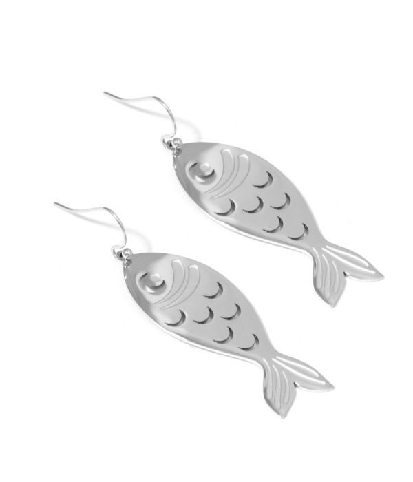 Pendientes con colgantes de pez de escamas en...