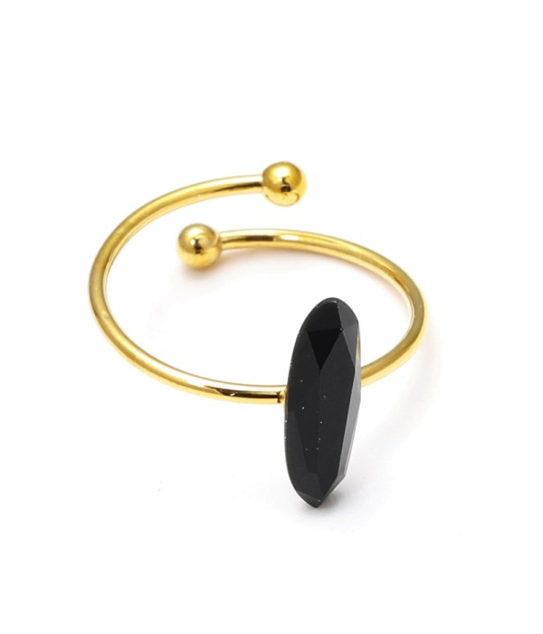 Anillo abierto dorado con piedra de colores