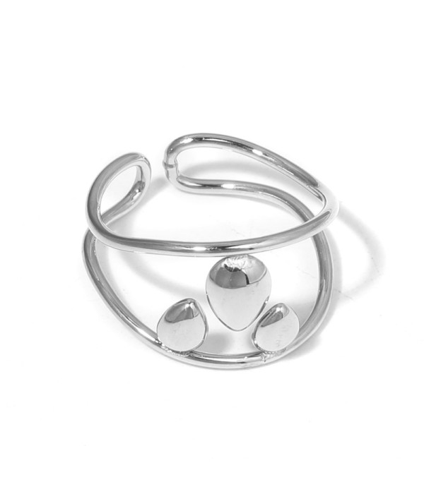 Anillo plateado con gotas