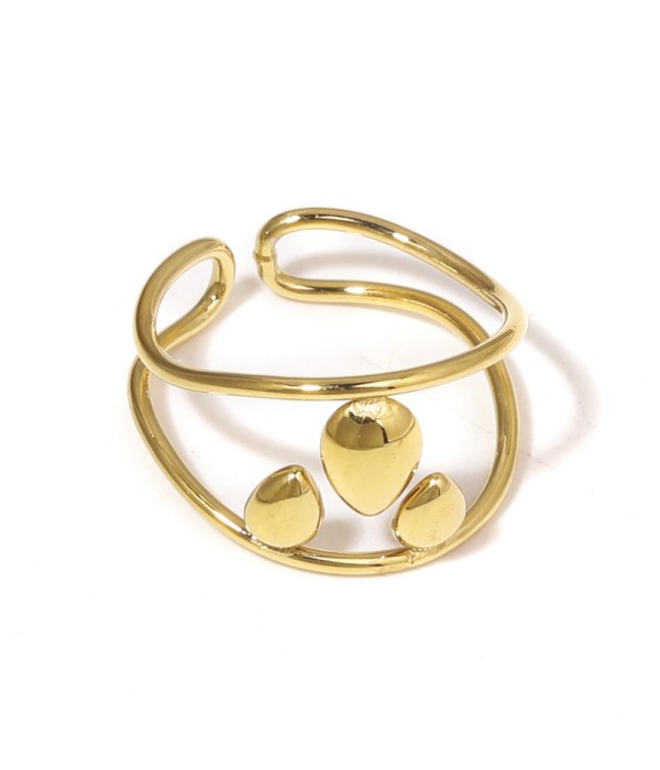 Anillo dorado con gotas