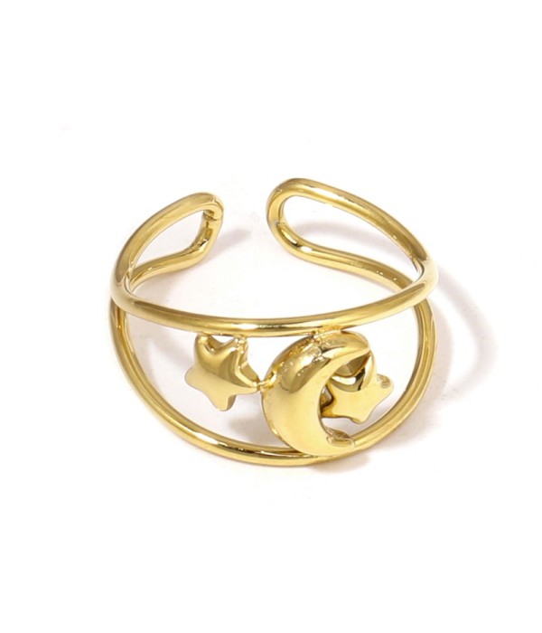 Anillo dorado con luna y estrellas