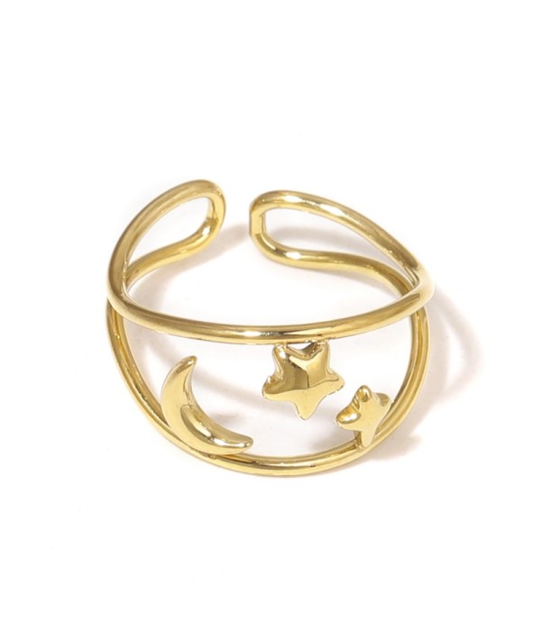 Anillo dorado con luna y estrellas