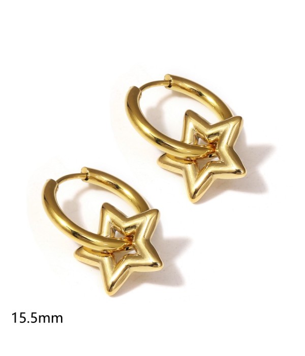 Pendientes de aro con colgante de estrella(15.5mm)