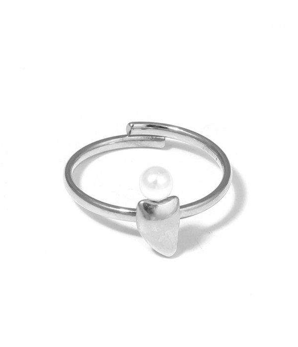 Anillo con diseño de forma abstracta y perla 2
