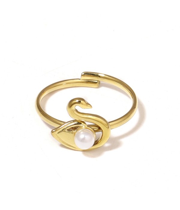 Anillo con diseño de cisne y perla