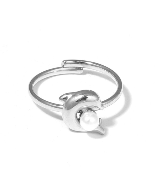 Anillo con diseño de delfín y perla 2