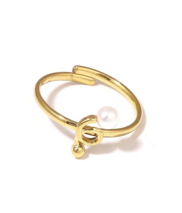 Anillo con línea curva y perla