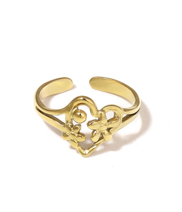 Anillo con diseño de corazón y flores